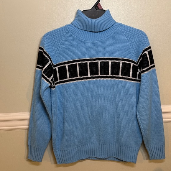 Yamaha Original Molly Design Blue Turtleneck Sweater with Black & White Stripes - Picture 12 of 12